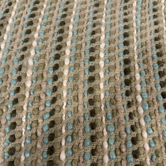 Cynthia Rowley Soft Cozy Afghan Throw fringed Green Cream Aqua 49X64 EUC - Picture 3 of 13